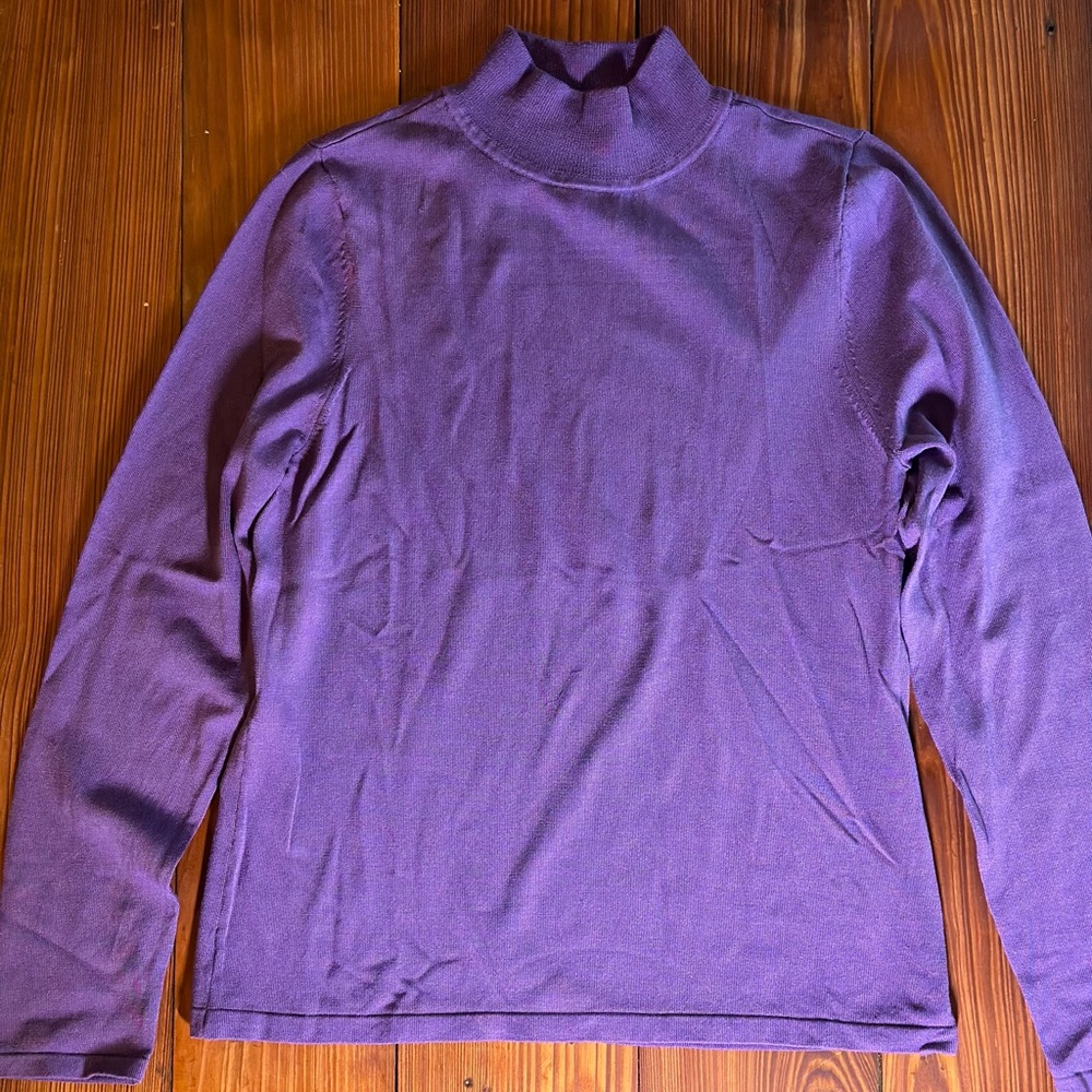 Pendleton Petite Silk Blend Women’s Mock Turtleneck Purple Sweater. Size S